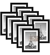 upsimples 5x7 Picture Frame Set of 10, Display Pictures 4x6 with Mat or 5x7 Without, Multi Photo ...