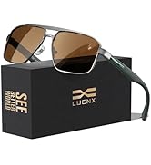 LUENX Aviator Sunglasses for Men Square Polarized Polygon Lens - UV 400 Protection