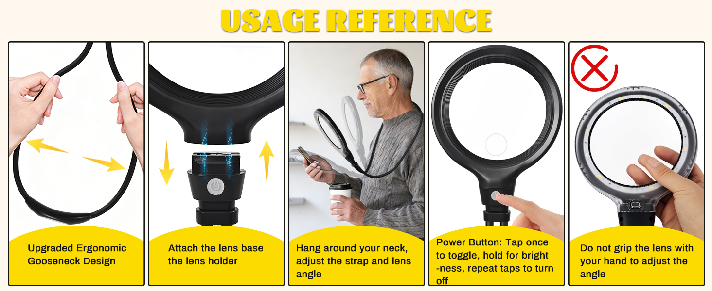 Neck-mounted magnifying glass