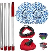 Spin Mop Handle,Mop Heads Replacements,Scrubber Mop Head and Mop Base Combo Set Compatible with O...