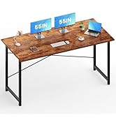 Sweetcrispy Small Computer Desk,55 Inch Office Writing Work Desk with Metal Frame Wooden Tabletop...