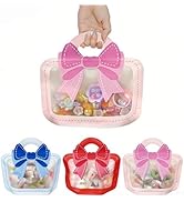 30 Pack 3 Colors Strong Plastic Goodies Bags Clear Resealable Stand Up Bottom Goody Bag with Hand...