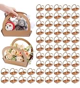 PH PandaHall 50PCS Brown Paper Baskets with Handles 7x4.7inch Rectangle Folded Bakery Boxes Empty...