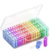 VANSUNS 64-Grid Diamond Painting Storage Containers, Portable Transparent Diamond Art Organizer, ...
