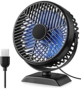 RJVW Small USB Desk Fan, 5.5 inches mini Table Fan, 3 Speeds Portable Desktop Fan, Personal Small...