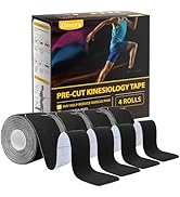 Dimora Kinesiology Tape 4 Rolls - Elastic Cotton Athletic Tape, 65.6 ft 80 Precut Strips in Total...