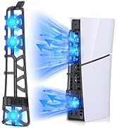 FASTSNAIL Cooling Fan for PS5 Slim Console, Quiet Cooling System with Memory Function and LED Lig...