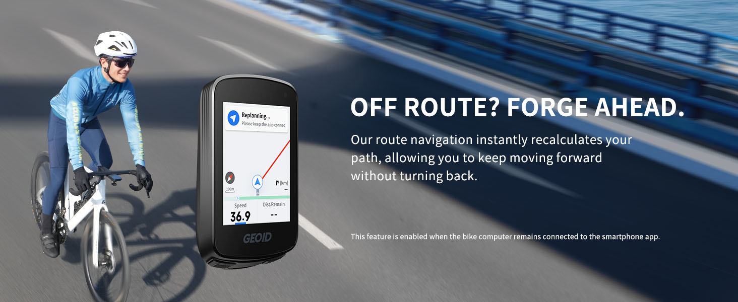 GEOID CC700 2.8‘’ Color Screen Bike/Cycling Computer Wireless - Route Navigation Re-Route Planing