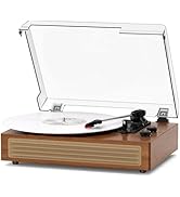 MANGOSTAN Vintage Bluetooth Record Player with Built-in Stereo Speakers, Belt-Driven Turntable 3-...