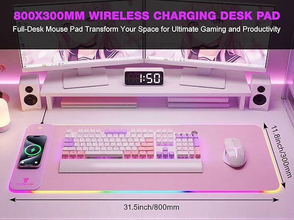 TARKARI Magnetic Wireless Charging RGB Mouse Pad