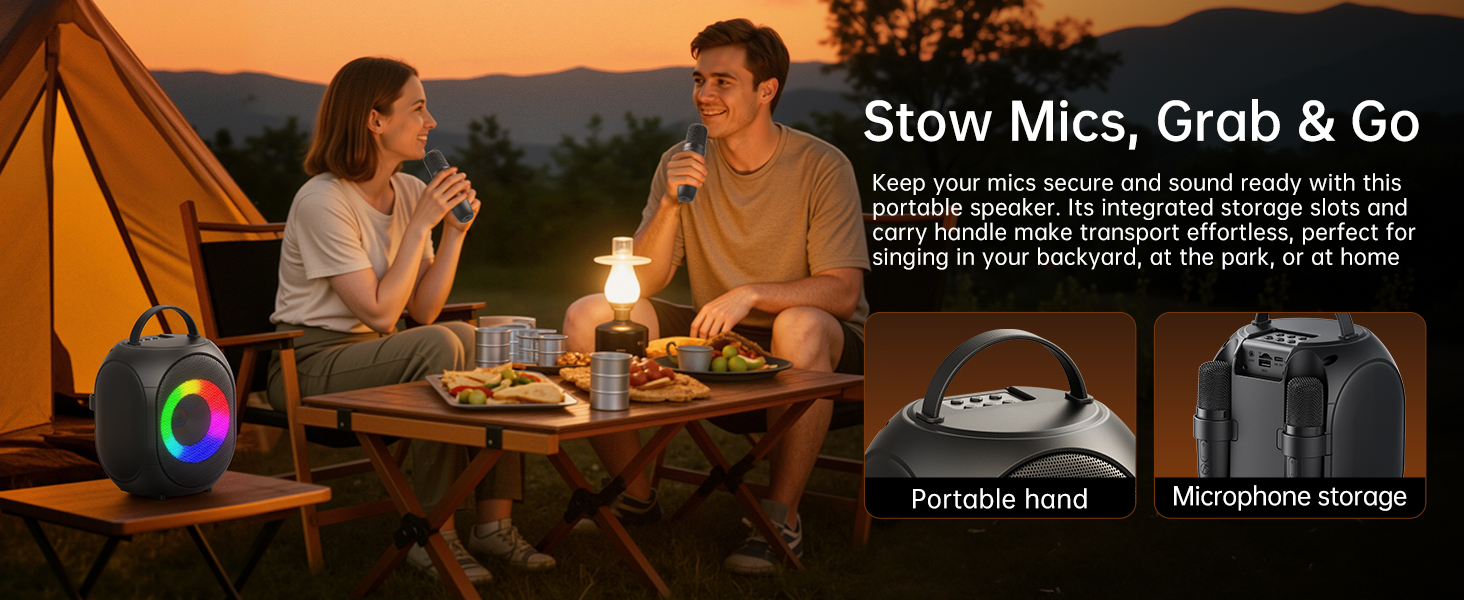 Karaoke Machine for Adults &amp;amp; Kids Portable Bluetooth Karaoke Speaker with 2 Wireless Microphones