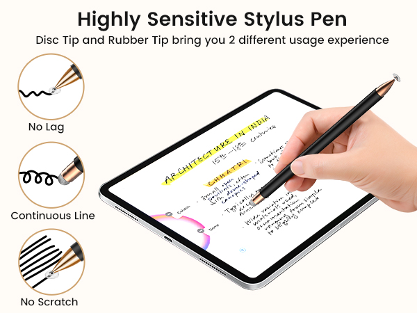 Stylus pen with highly sensitive tips