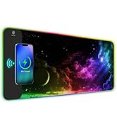 AIMSA Wireless Charging RGB Gaming Mouse Pad 15W, Extended LED Desk Mat Protector 800x300x4MM, 14...