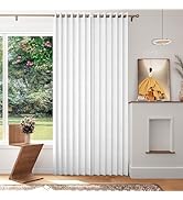 HMYI 100% Blackout Memory Trained Pleated Curtains with Magnetic Closure, White 100% Blackout Cur...