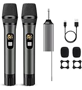 voijump Wireless Microphone, Handheld UHF Dual Metal Cordless Dynamic Mic System with Rechargeabl...
