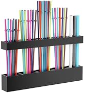 HSFTEC Straw Holder for Cabinet Door, Reusable Tumbler Straw Organizer Storage Container Mount fo...