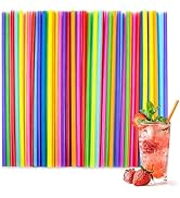 Jibrelxion 1000 Pack Disposable Drinking Plastic Straws, 10.2 Inches Colorful Assortment Straw, S...