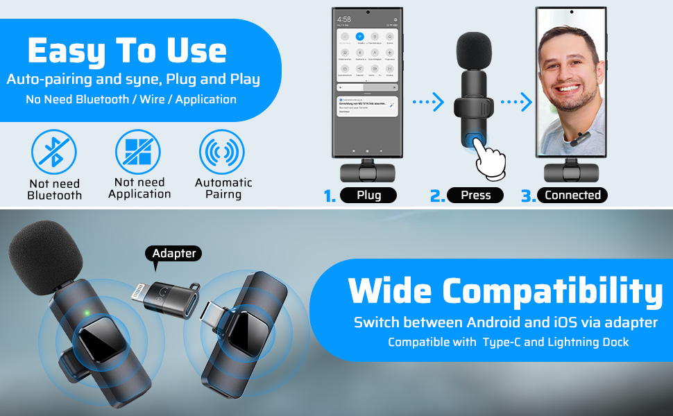 Wireless Microphone,Mini Recording Mic,Mini Microphone