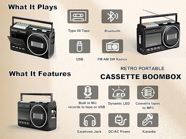Retro cassette boombox