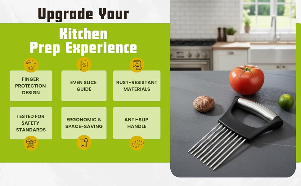 WOROD onion holder features infographic with six icons