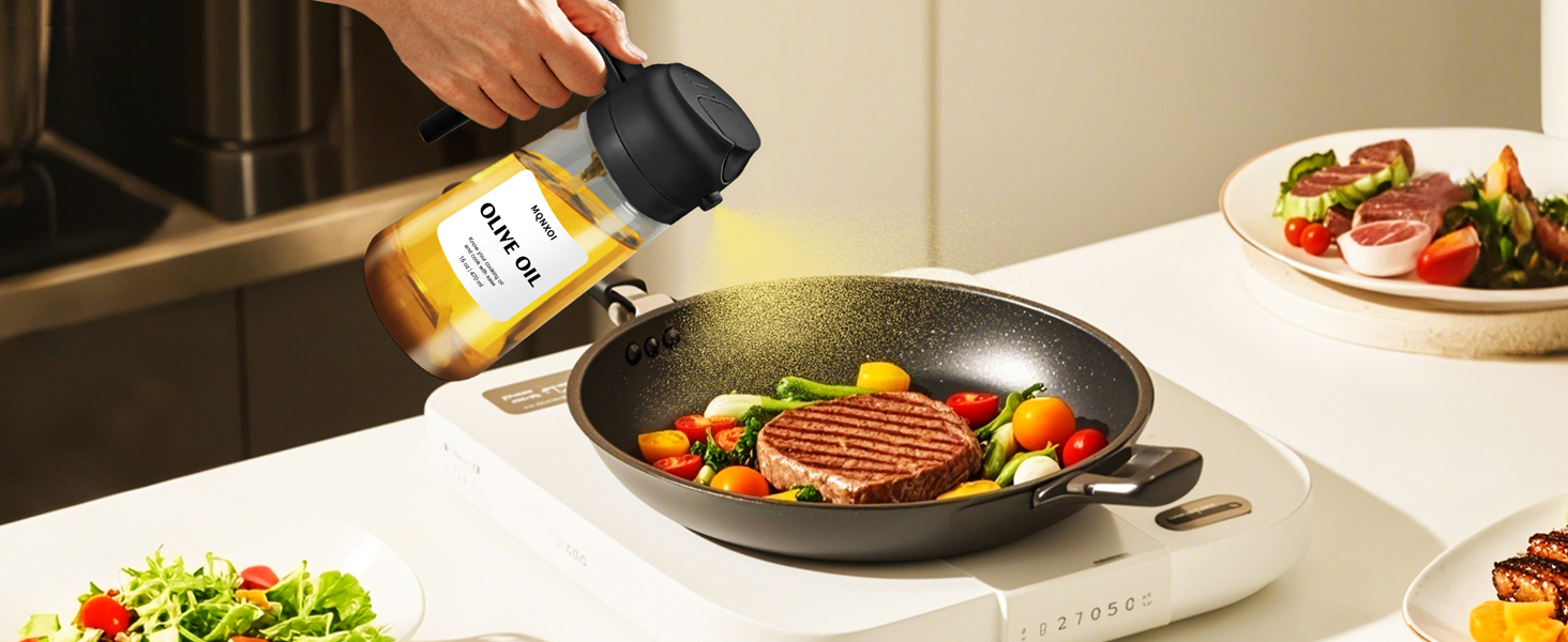 2 in 1 Olive Oil Dispenser Bottle for Kitchen,Food-grade Oil Mister for Air Fryer, Salad, Frying