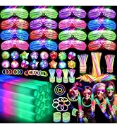 OLUPP 150 PCS Glow in the Dark Party Supplies, 16 PCS Foam Glow Sticks, 16 PCS LED Glasses, 100 P...