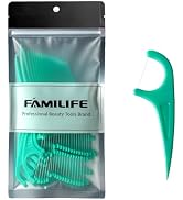 FAMILIFE Floss Picks 75 Count Mint Flavor, Dental Floss Picks for Adults &amp; Kids, Strong Thread Fl...