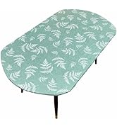 Pioggia Oval Classic Elastic Edged Flannel Backed Vinyl Fitted Table Cloth Waterproof Oil-Proof P...