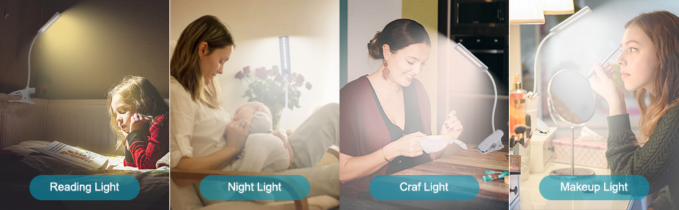 LED Reading Light book lamp lights lighting lamps clip on lamp bed book light for reading in bed