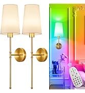 Depuley Battery Operated Wall Sconce: 27" Set of 2 Wireless Wall Lights with Remote for Bedroom -...