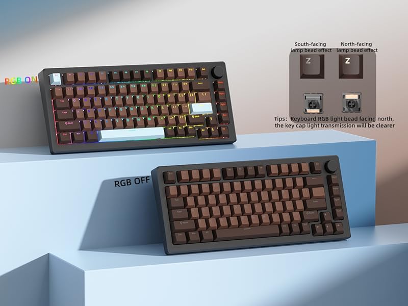 Womier Keycaps for Mechanical Keyboard, Retro Brown PBT Keycaps Cherry Profile