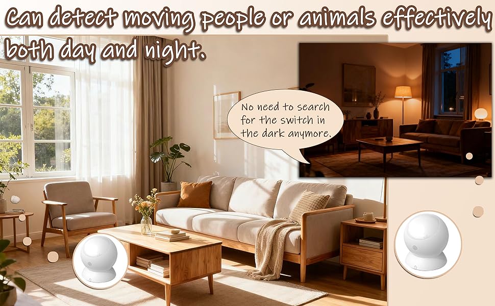 Wireless motion sensor light switch, suitable for all household appliance plugs.