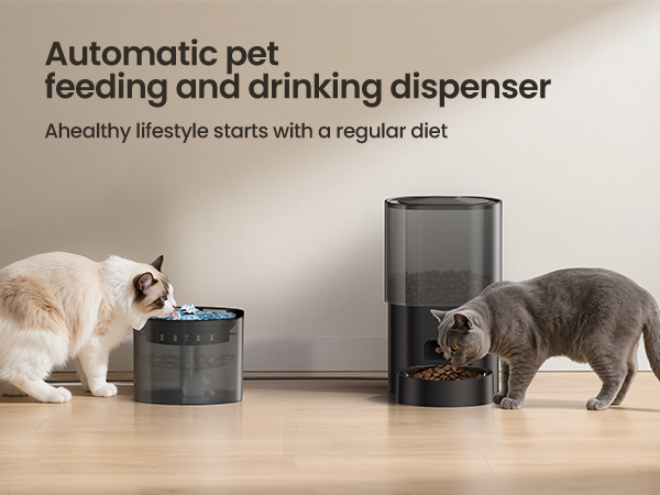 Automatic pet feeding and drinking dispenser
