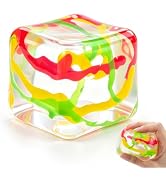 Stress Cuben,1.97 inch Transparent Swirl Squishy Cube, Maltose Filled Squishy Stress Cube, Slow R...