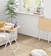 HOOBRO Folding TV Tray Tables, Set of 2 Side Table for Small Space, Industrial Snack Tables for E...