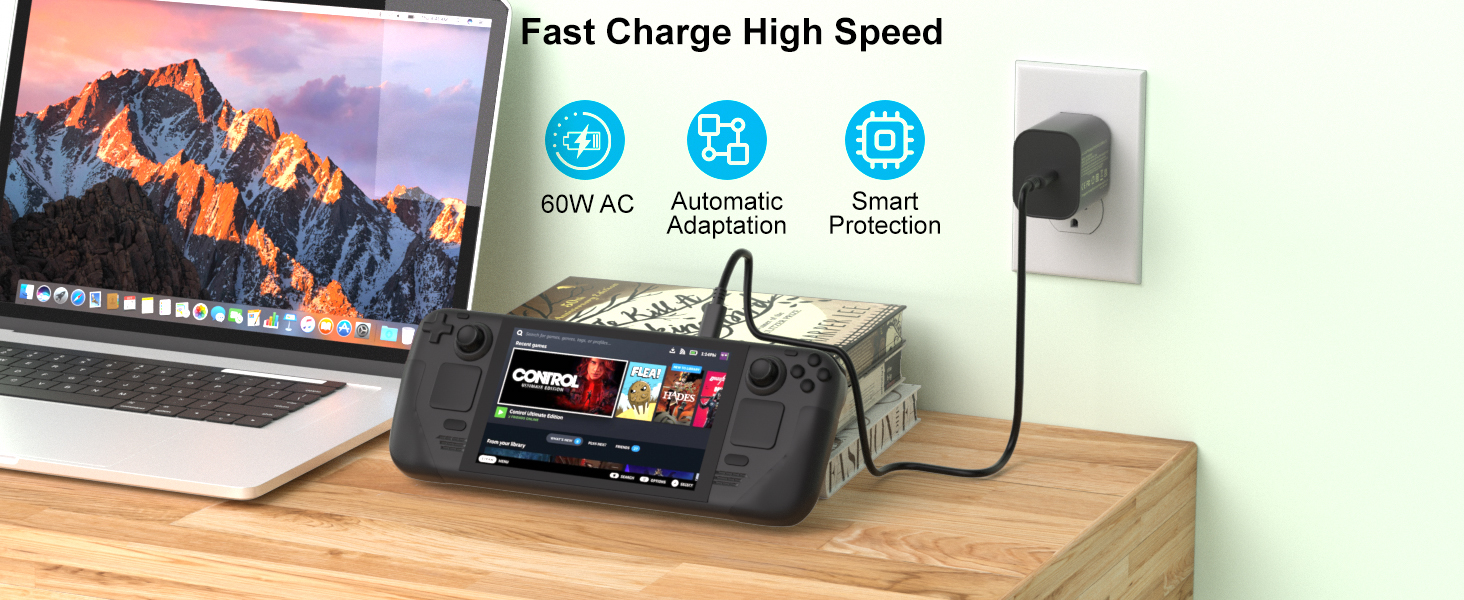 60W Fast Charger Compatible with Steam Deck