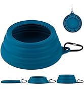 OHMO-Collapsible Dog Water Bowl Anti Tip Over No Spill from Car Movement(24oz Medium, Peacock Blu...