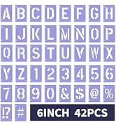 UCEC 6 Inch Large Letter Stencils for Painting, 42 PCS Alphabet &amp; Number Stencils for Crafts Reus...