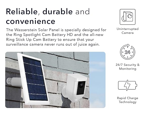 Wasserstein Solar Panel is specially designed for the Ring Spotlight Cam Battery HD