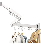 LIENAHU Drying Rack, Wall Mounted Clothes Rack, Aluminum, 220lbs Capacity, Foldable, White