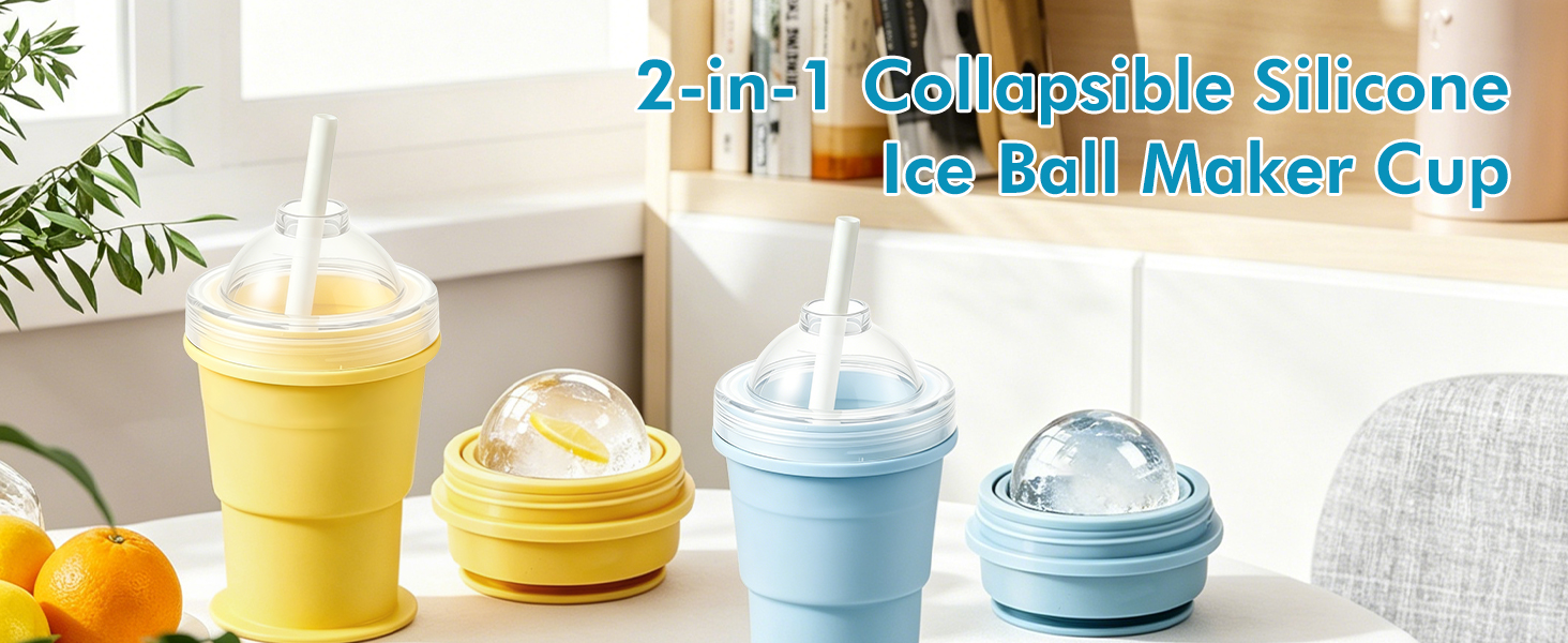 2-in-1 Collapsible Silicone Ice Ball Maker Cup