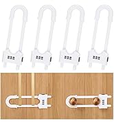 4 Pack U-Shaped Sliding Cabinet Locks Multifunctional Child Safety Lock Adjustable Baby Proof Cli...