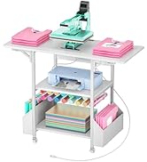 CHOEZON Foldable Heat Press Table with Charging Station, Movable Heat Transfer Stand with Vinyl R...