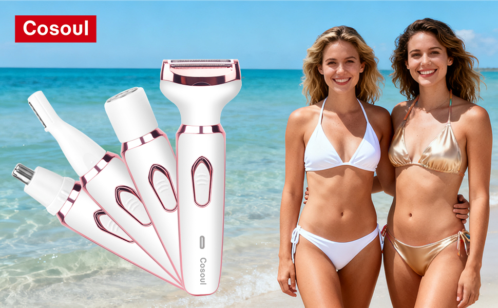 Cosoul 4 in 1 Bikini Trimmer for Women Professional Painless Facial Hair Removal