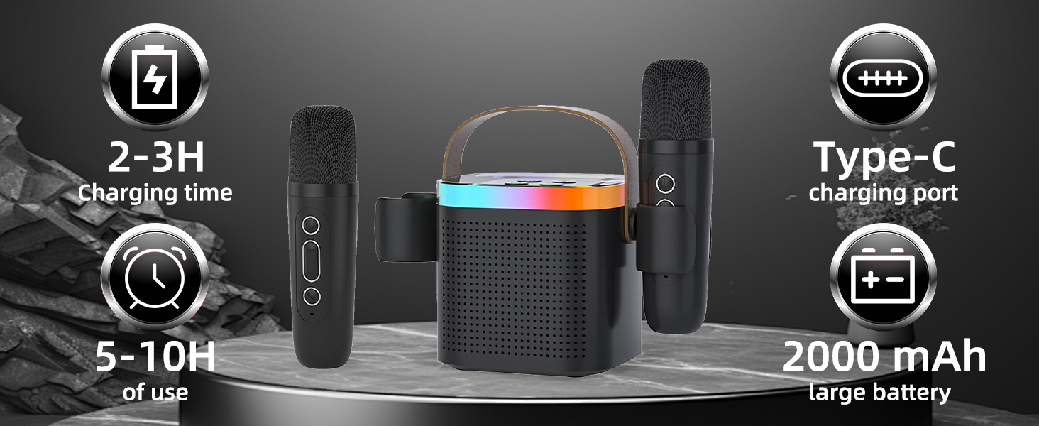 Karaoke Machine for Kids Adults/mini karaoke machine with 2 wireless microphones