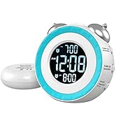 USCCE Loud Dual Alarm Clock with Bed Shaker - 0-100% Dimmer, Vibrating Alarm Clock for Heavy Slee...