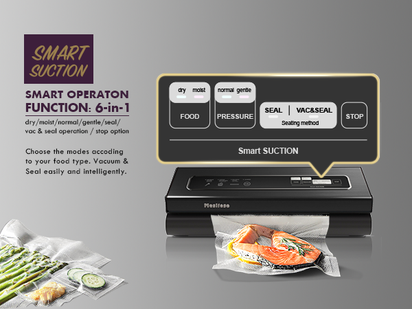 6-in-1 smart operation control system dry moist gentle selections seal vacuum seal