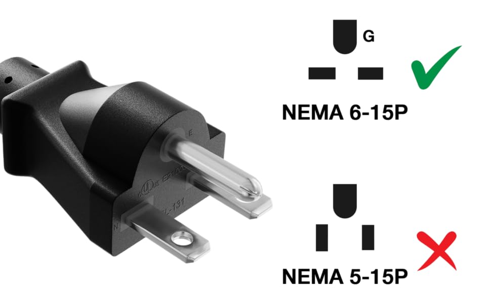 NEMA 6-15P to C13 Universal AC P?ower Cord