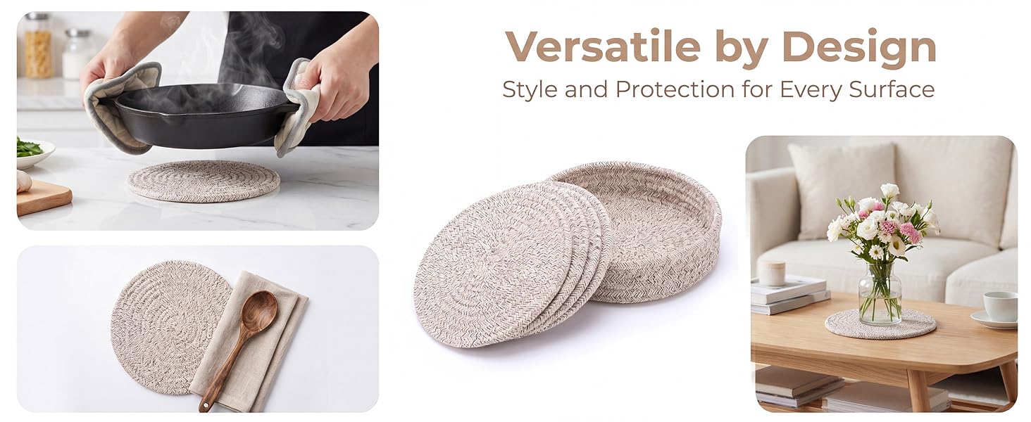 Pot Holders for Kitchen, Cotton Table Protector Hot Mats Heat Resistant
