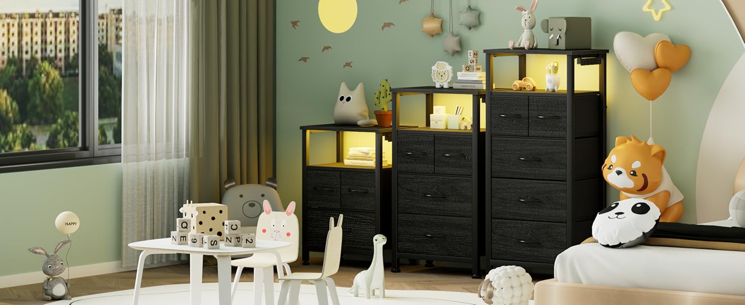 LED Nightstand with Charging Station